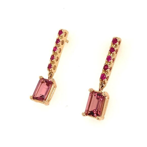 Rubellite Tourmaline Ruby Earrings 14k Gold 1.25 TCW Certified $3,950 018676 - Picture 10 of 13